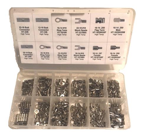 High Temp Terminal Assortment 300 pieces plus case - Click Image to Close